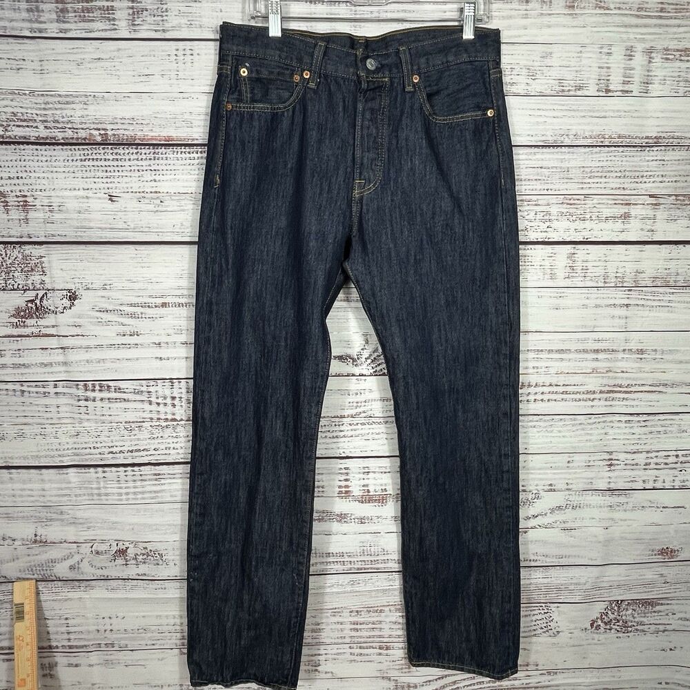 Levi's Men's 501 31x32 Original Straight Fit Jeans Dark Wash Button Fly